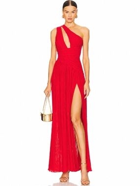 Michael Costello x REVOLVE Sloane Gown Red Plisse Cutout NWT M
